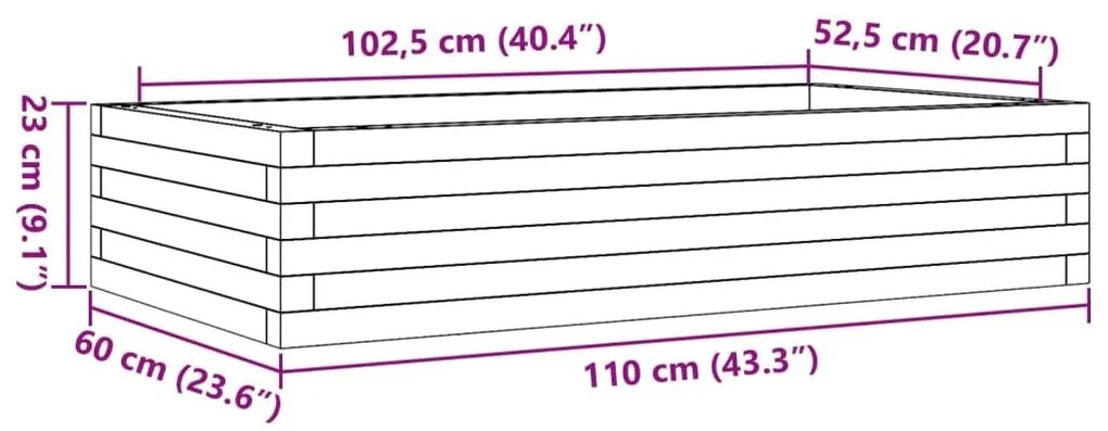 Ζαρντινιέρα Κήπου 110x60x23 εκ. από Μασίφ Ξύλο Ψευδοτσούγκας - Καφέ