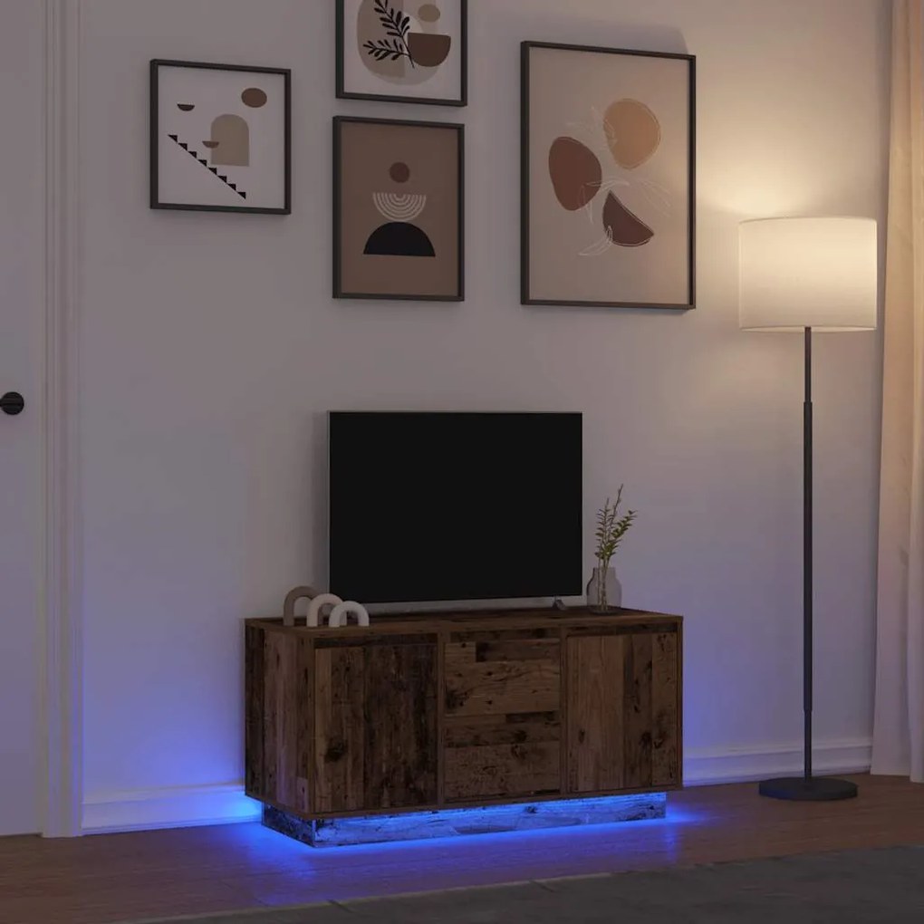 vidaXL Ντουλάπι τηλεόρασης με φώτα LED Παλιό ξύλο 100x41x50 εκ.