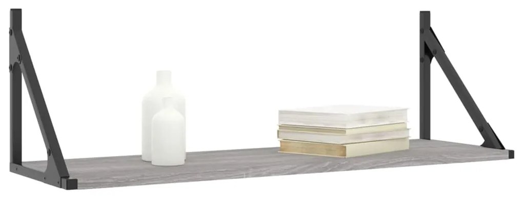 vidaXL Ραφιέρες Τοίχου 2 τεμ. Γκρι Sonoma 80x25x25,5 εκ. Επεξ. Ξύλο