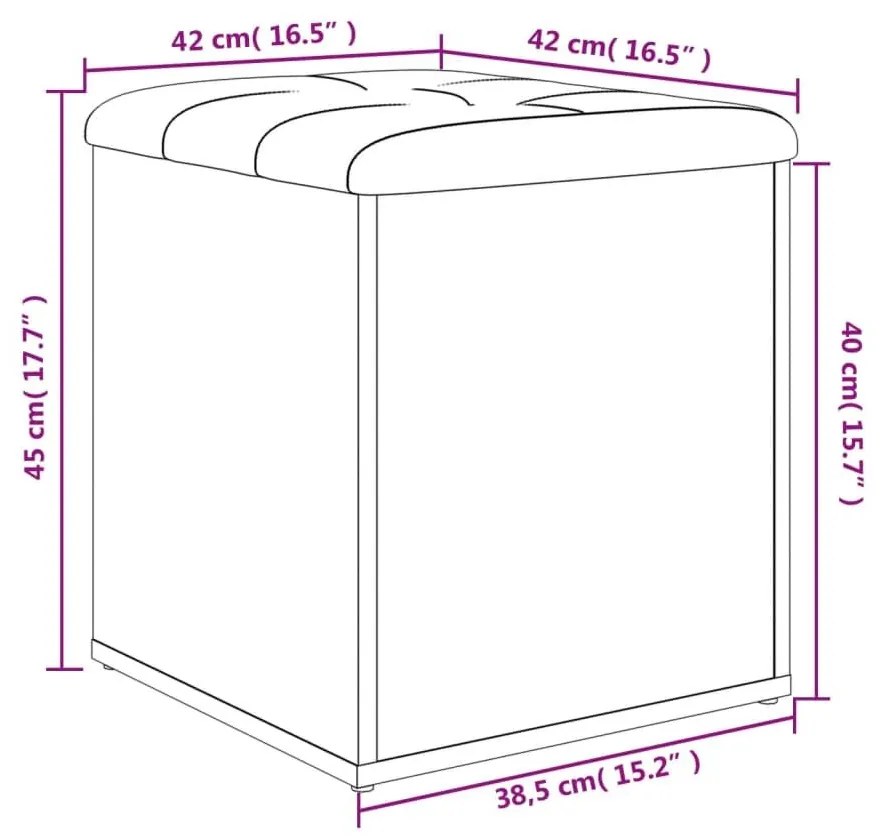 Παγκάκι Αποθήκευσης Γκρι Sonoma 42x42x45 εκ. Επεξεργασμένο Ξύλο - Γκρι