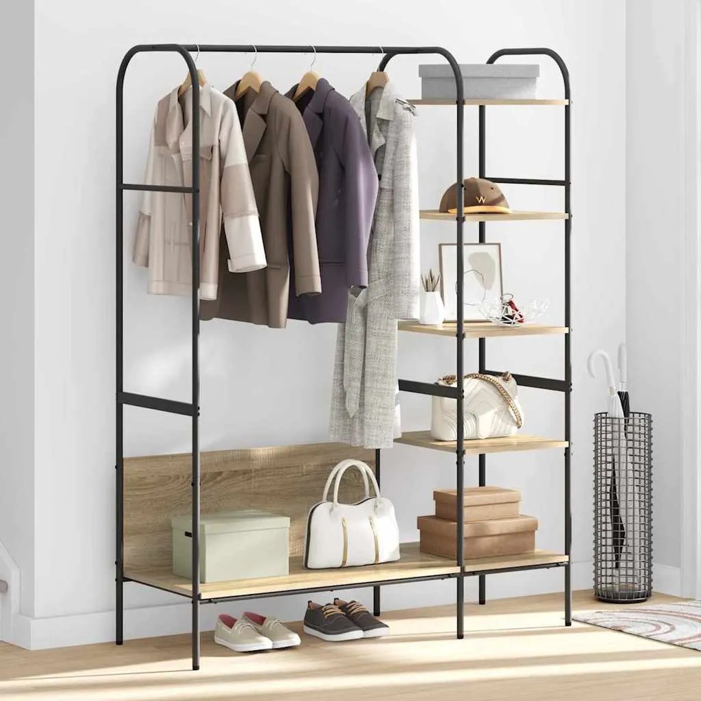 vidaXL Ράφι Ρούχων με ράφι Καφέ 120 x 44 x 160 εκ Επεξεργασμένο ξύλο