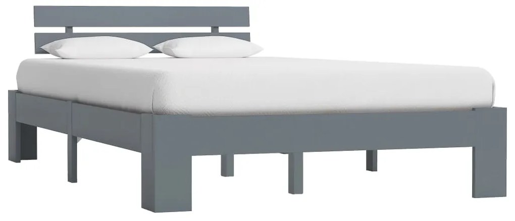 vidaXL Πλαίσιο Κρεβατιού Γκρι 140 x 200 εκ. από Μασίφ Ξύλο Πεύκου