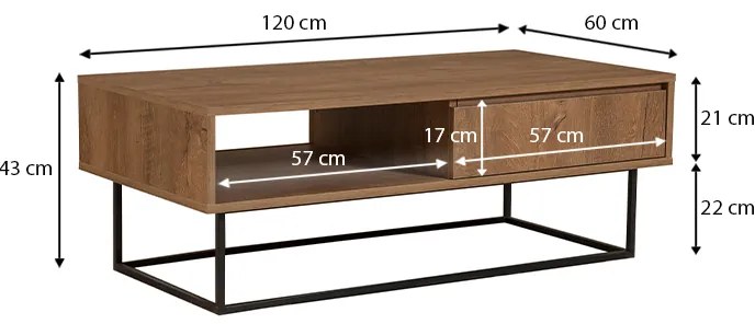 Τραπεζάκι σαλονιού Amedeo Megapap χρώμα καρυδί 120x60x43εκ.