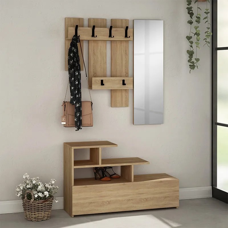 Έπιπλο εισόδου Vesty Megapap χρώμα φυσικό οξιάς 100x30x61εκ.