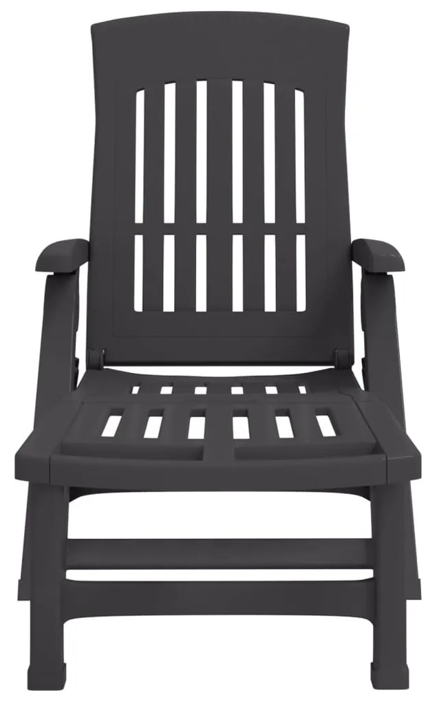 vidaXL Ξαπλώστρα Πτυσσόμενη με Ρόδες Ανθρακί από Πολυπροπυλένιο