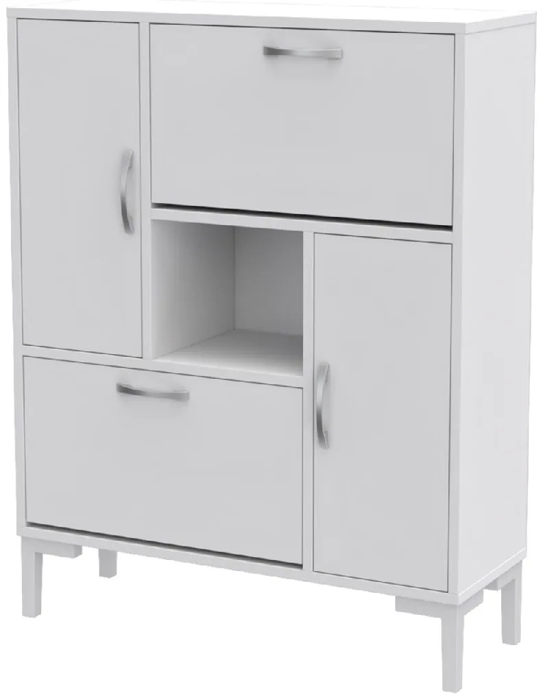 ΠΑΠΟΥΤΣΟΘΗΚΗ MEDY HM18187.03 ΜΕΛΑΜΙΝΗ ΣΕ ΛΕΥΚΟ-ΛΕΥΚΑ ΠΟΔΙΑ 86,5x30x109Υεκ