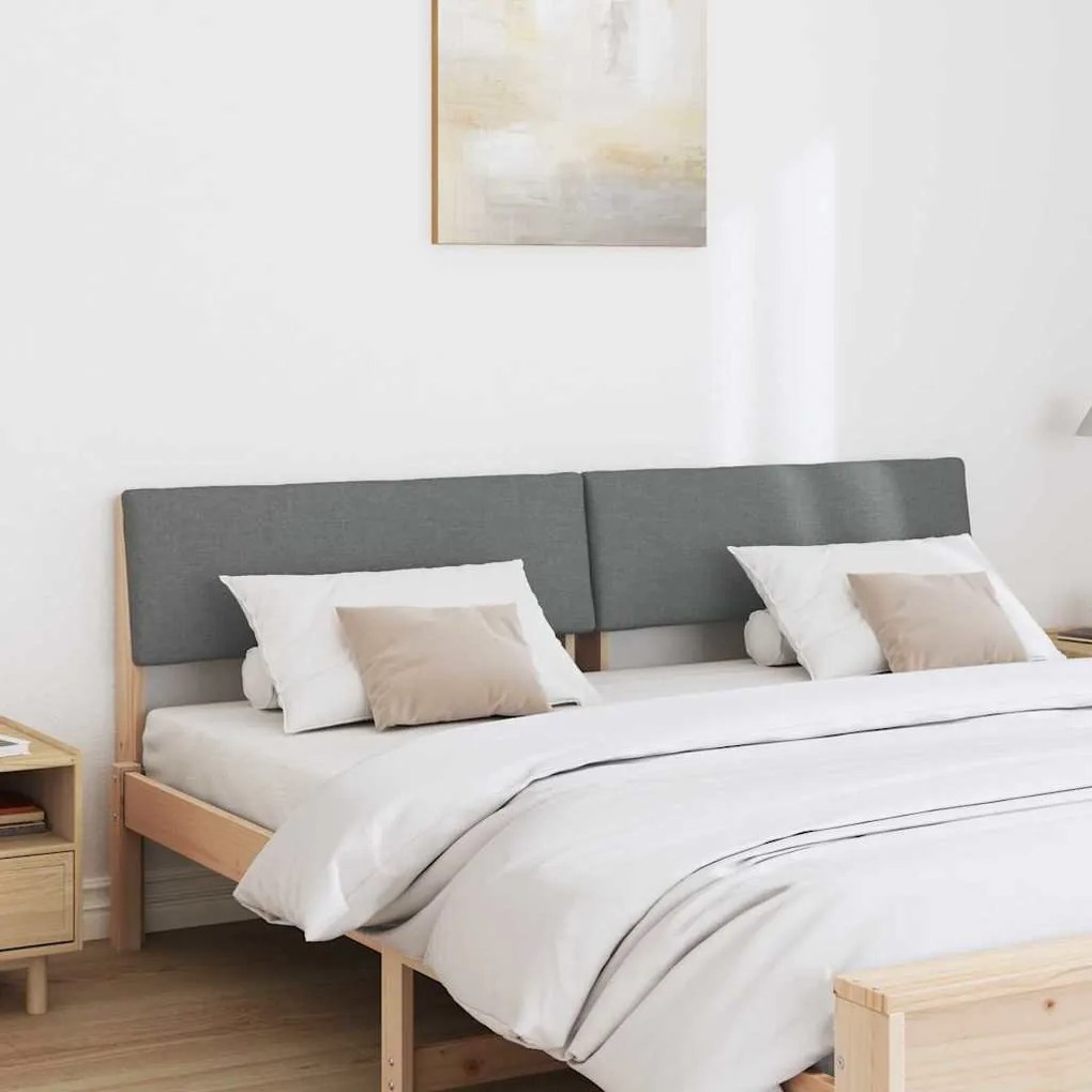 vidaXL Ταπετσαρισμένο κεφαλάρι Σκούρο Γκρι 200 cm Στερεά ξυλεία πεύκου