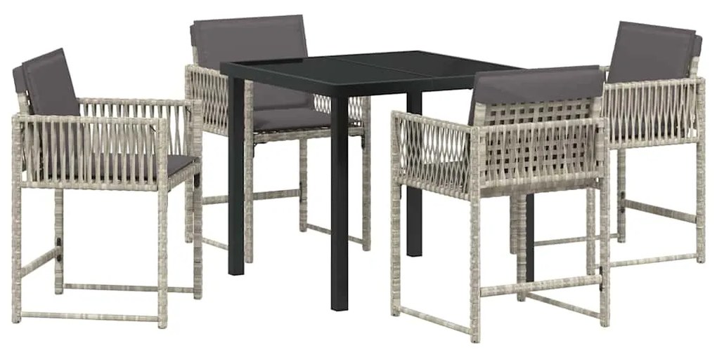 vidaXL Σέτ φαγητού για κήπο 5 pcs Ανοιχτό γκρι συνθετικό ρατάν
