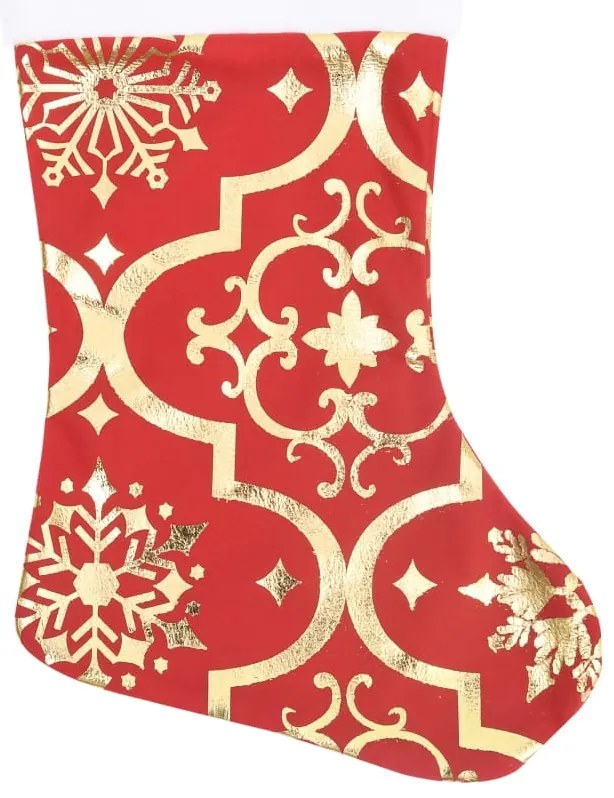 vidaXL Ποδιά Πολυτελείας Χριστουγ. Δέντρου Κόκκινη Κάλτσα 90εκ. Υφασμ.