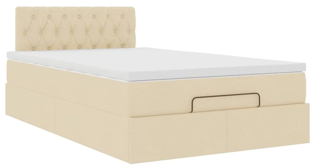 vidaXL Οθωμανικό κρεβάτι με στρώμα Cream 120x190 cm Ύφασμα