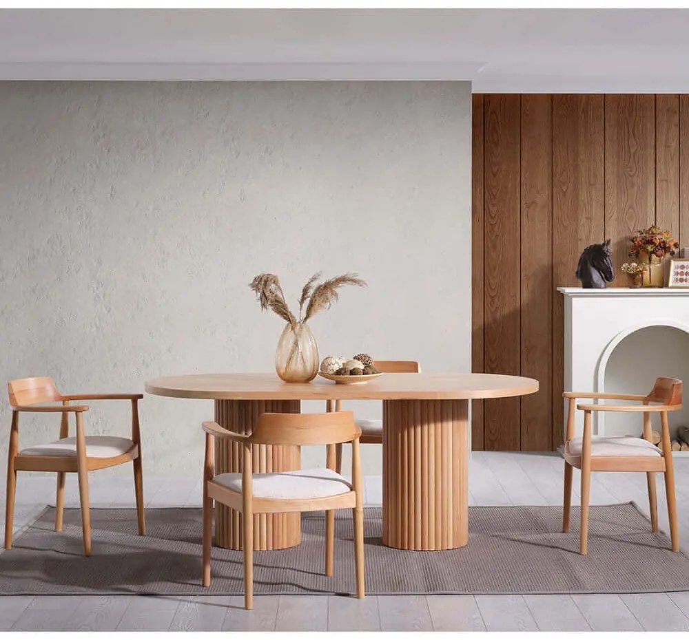 Τραπεζαρία Napoli (Σετ 5Τμχ) 117FRF1508 170x90x75cm Natural 4 Θέσεων Mdf, Wood