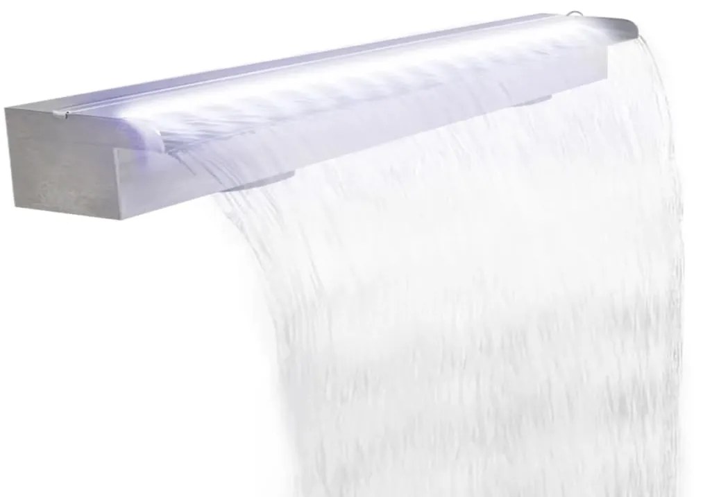 vidaXL Σιντριβάνι Καταρράκτης Πισίνας με LED 110εκ από Ανοξ. Ατσάλι