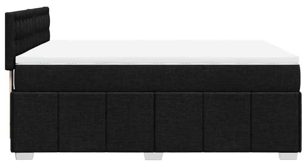 Κρεβάτι Boxspring με Στρώμα Μαύρο 160x200 εκ. Υφασμάτινο - Μαύρο