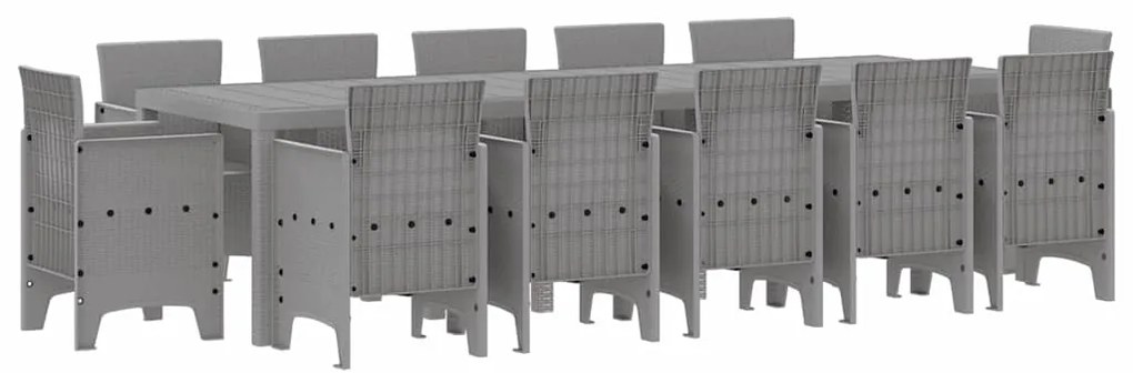 vidaXL Σέτ φαγητού για κήπο 13 pcs Ανοιχτό γκρι Πολυ ράταν
