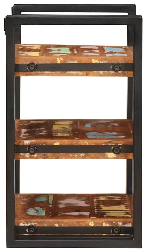 vidaXL Κομοδίνο Καφέ και μαύρο 38 x 33 x 58 εκ. Ανακτημένο Στερεό Ξύλο