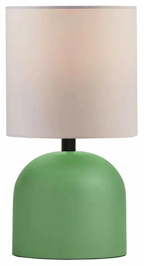 GloboStar® LOREN 204-0136 Μοντέρνο Eπιτραπέζιο Φωτιστικό Μονόφωτο 1 x E27 IP20 Πράσινο Μέταλλο με Μπεζ Ύφασμα - Μ15 x Π15 x Υ31cm