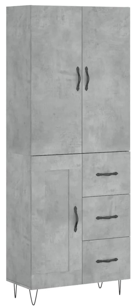 vidaXL Ντουλάπι Γκρι Σκυροδέματος 69,5x34x180 εκ. Επεξεργασμένο Ξύλο