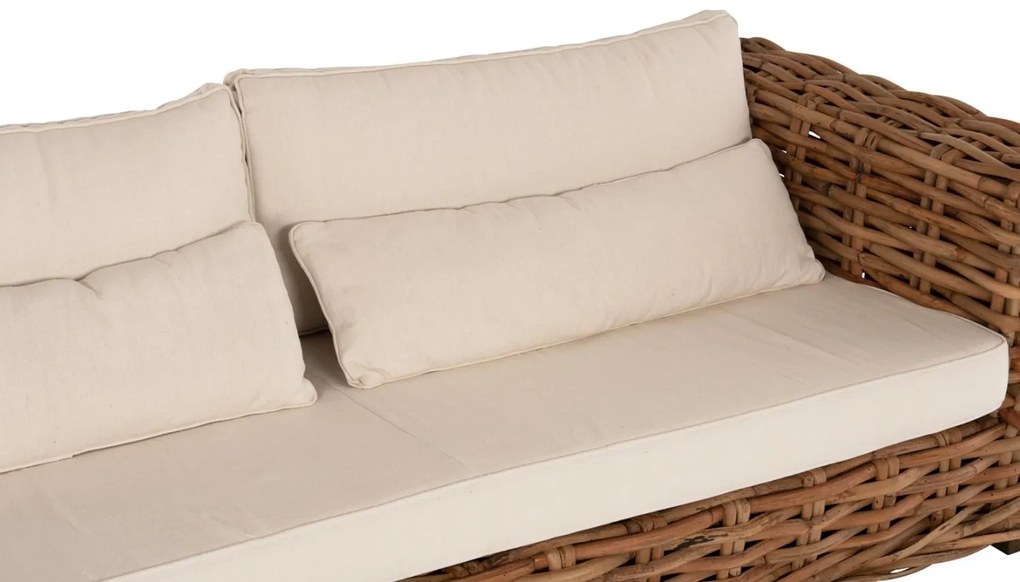 Σετ κήπου Σαλόνι TROPEL 4 τεμ Ξύλο Μαόνι με Φυσικό Rattan &amp; Λευκά Μαξιλάρια