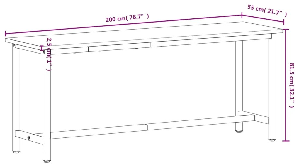 ΠΑΓΚΟΣ ΕΡΓΑΣΙΑΣ 200X55X81,5ΕΚ. ΑΠΟ ΜΑΣΙΦ ΞΥΛΟ ΟΞΙΑΣ ΚΑΙ ΜΕΤΑΛΛΟ 3188907