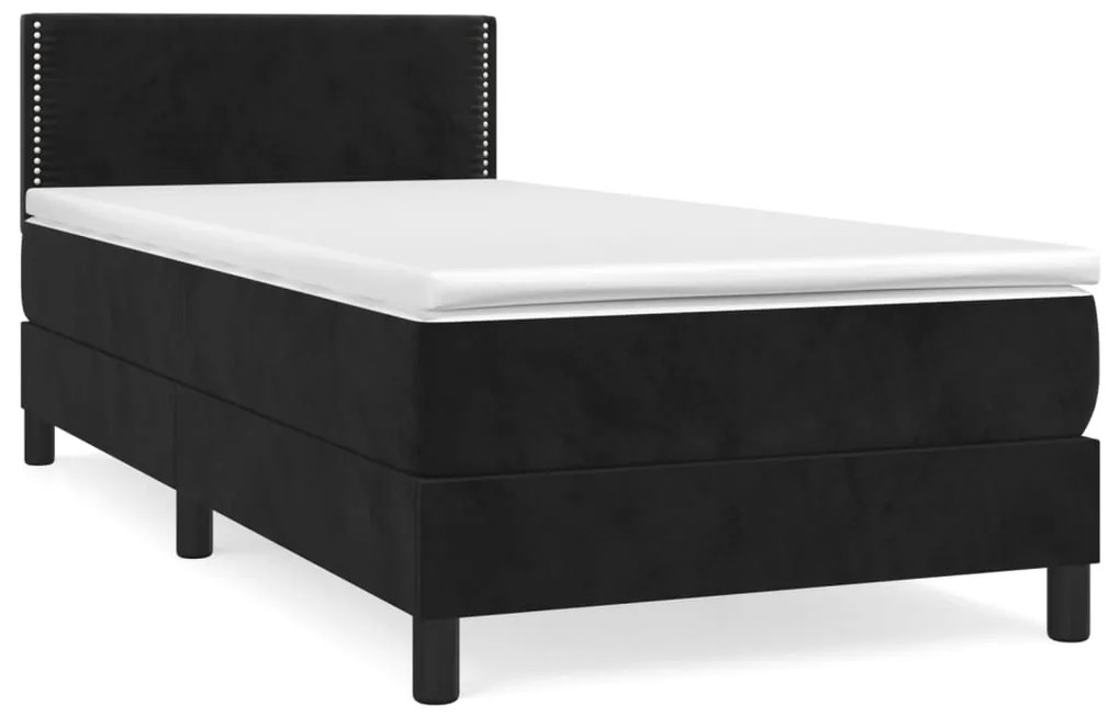 vidaXL Κρεβάτι Boxspring με Στρώμα Μαύρο 100x200 εκ. Βελούδινο