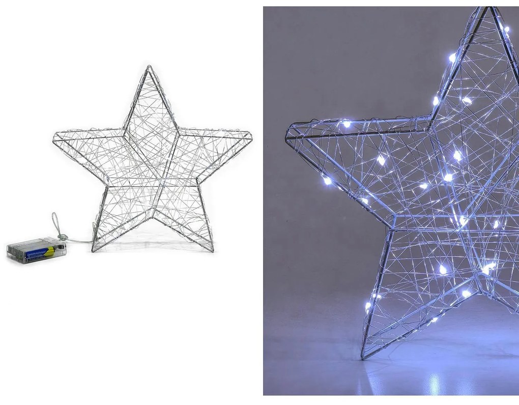 Αστέρι Με Φως Ασημί 30cm