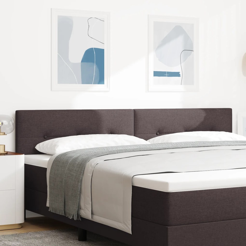 vidaXL LED Κεφαλαριό με Κουμπιά και Ταπί Καφέ 100 εκ Υφάσματος