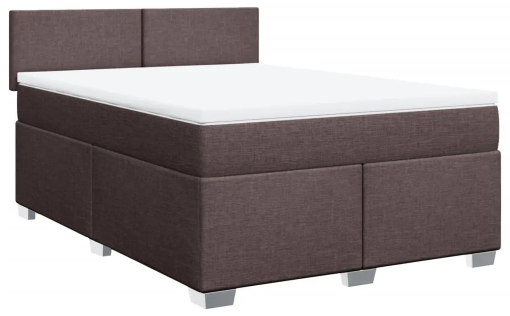 vidaXL Κρεβάτι Boxspring με Στρώμα Σκούρο Καφέ 140x200 εκ Υφασμάτινο