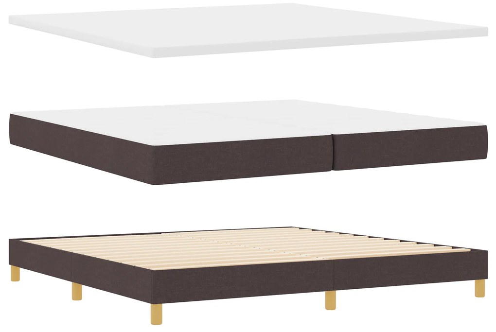 vidaXL Κρεβάτι Box Spring με Στρώμα Σκούρο Καφέ 200x200 εκ. Ύφασμα