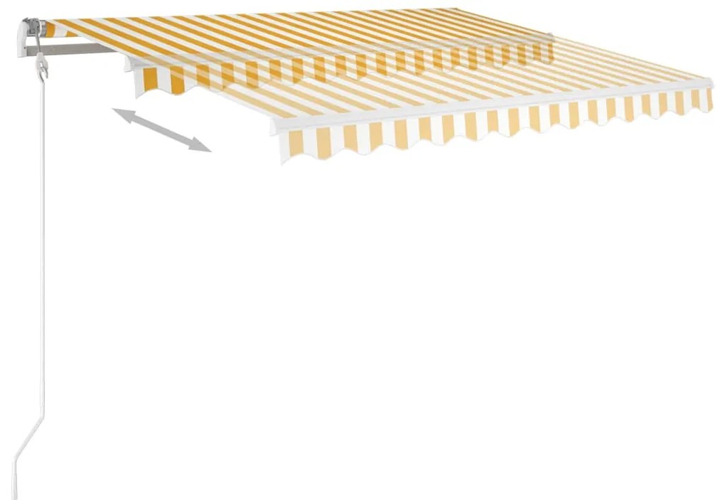 vidaXL Τέντα Συρόμενη Αυτόματη με Στύλους Κίτρινο / Λευκό 3 x 2,5 μ.