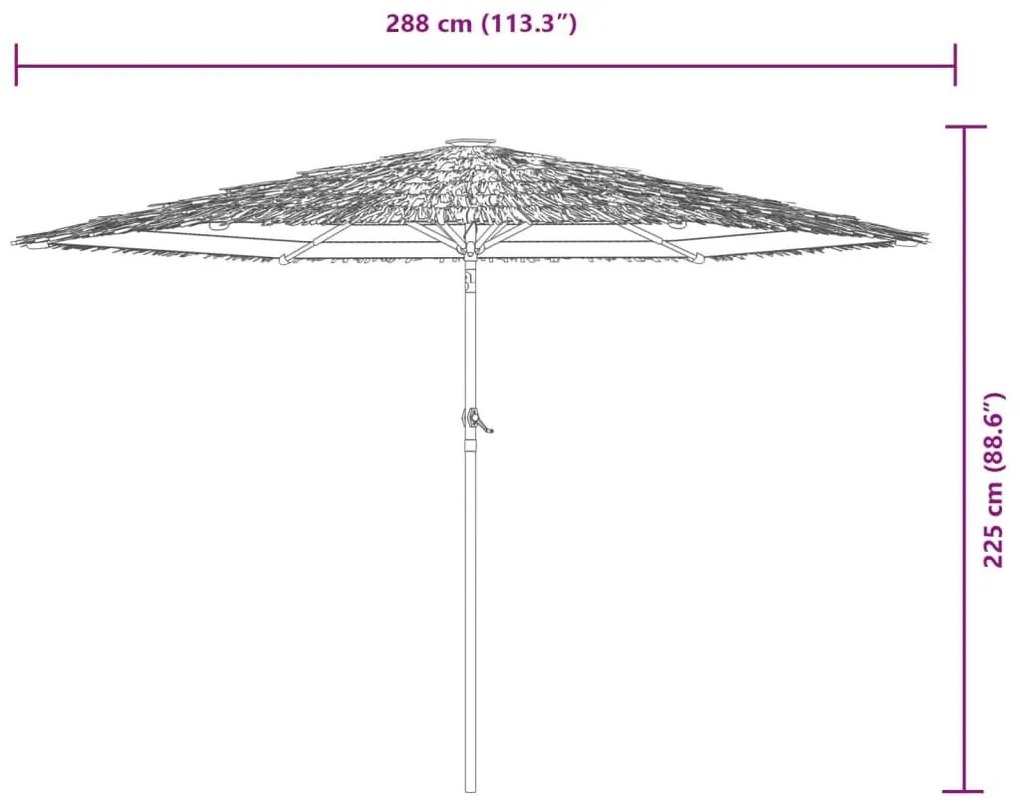 Ομπρέλα Κήπου με LED/Ξύλινο Ιστό Χρώμα της Καφέ 288x288x225 εκ. - Καφέ