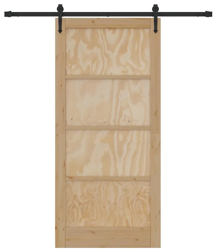 vidaXL Συρόμενη Πόρτα Φυσικό και μαύρο 93 x 202 cm