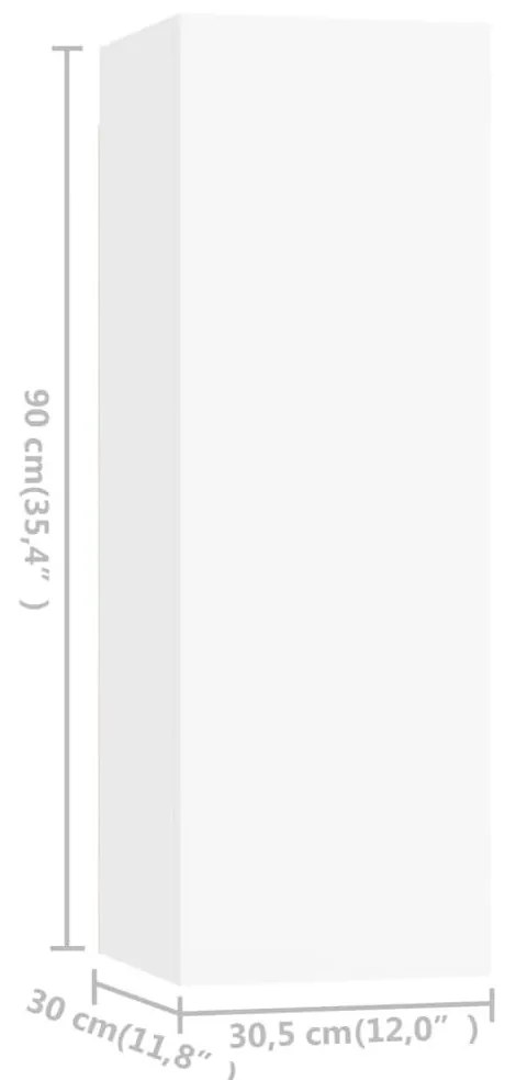 Έπιπλο Τηλεόρασης Λευκό 30,5 x 30 x 90 εκ. από Επεξ. Ξύλο - Λευκό