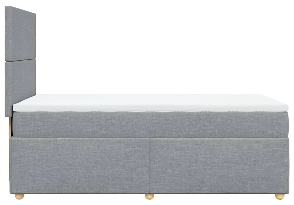 vidaXL Κρεβάτι Boxspring με Στρώμα Ανοιχτό Γκρι 100x200 εκ. Υφασμάτινο