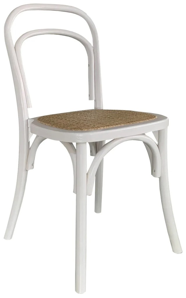 Καρέκλα Επαγγελματική ArteLibre LETO Λευκό Ξύλο/Rattan 45x45x89cm-15320024