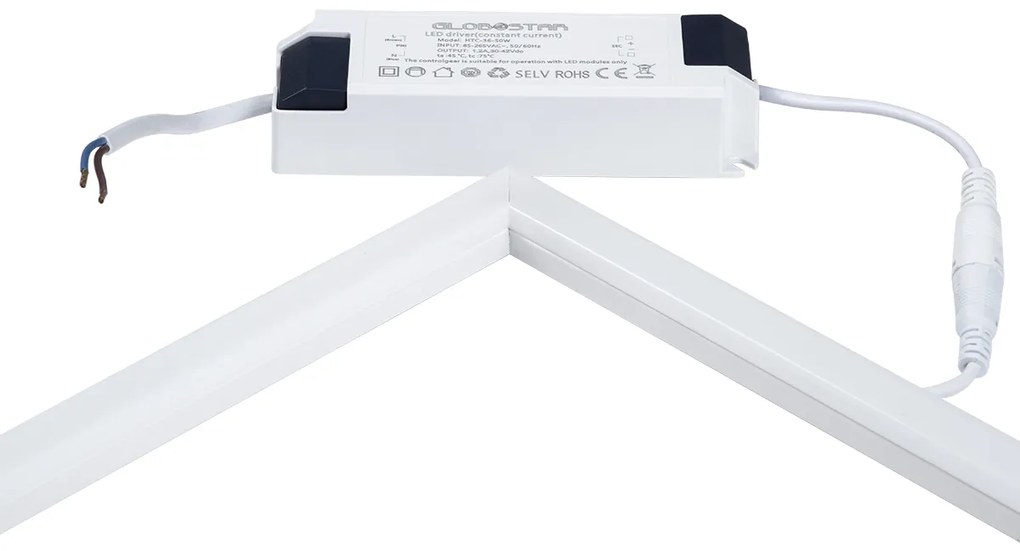 GloboStar 60368 Χωνευτό LED Panel Linear Frameless Super Slim 60x60cm 48W 5760lm 120° CRI≥85Ra AC 220-240V IP44 Μ60 x Π60 x Υ1.5cm - Ψυχρό Λευκό 6000K - TÜV Certified Driver - 5 Years Warranty - 60368