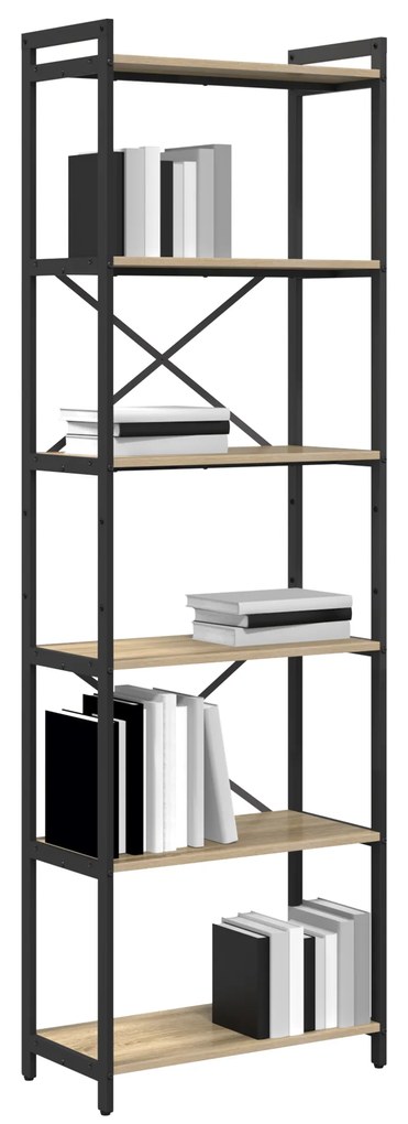 vidaXL Βιβλιοθήκη Sonoma Δρυς 60 x 30 x 188 εκ MDF και Χάλυβας
