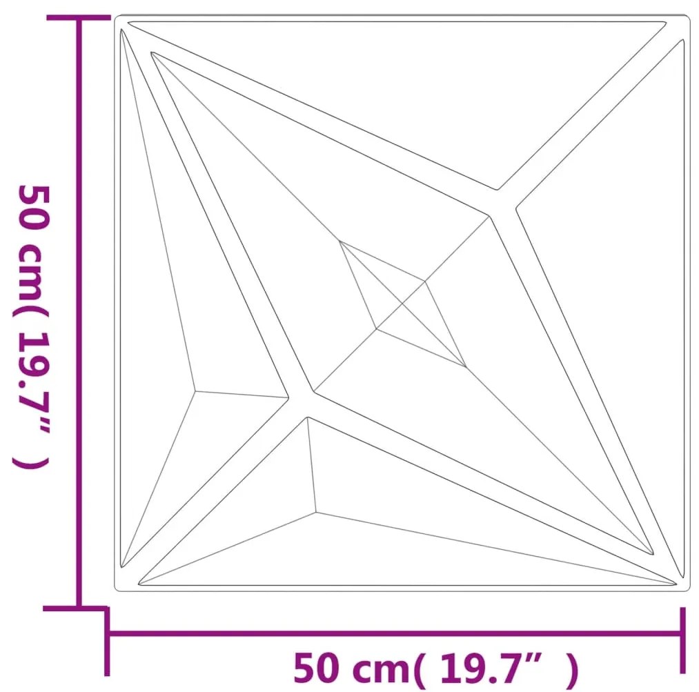 Πάνελ Τοίχου 48 τεμ. Μαύρα Σχ. Αστέρι 50 x 50 εκ. 12 μ² από XPS - Μαύρο