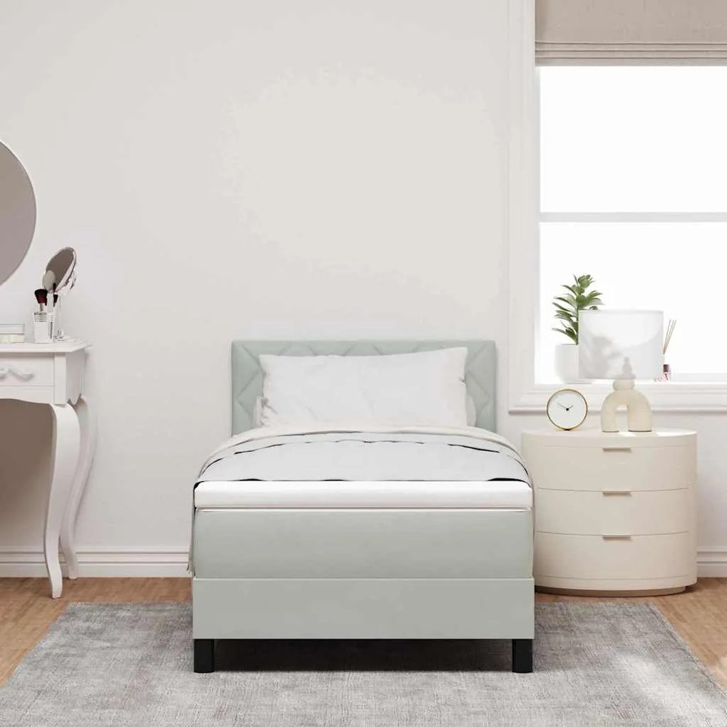 vidaXL Κρεβάτι με ελατήρια Ανοιχτό γκρι 90 x 190 cm Βελούδο