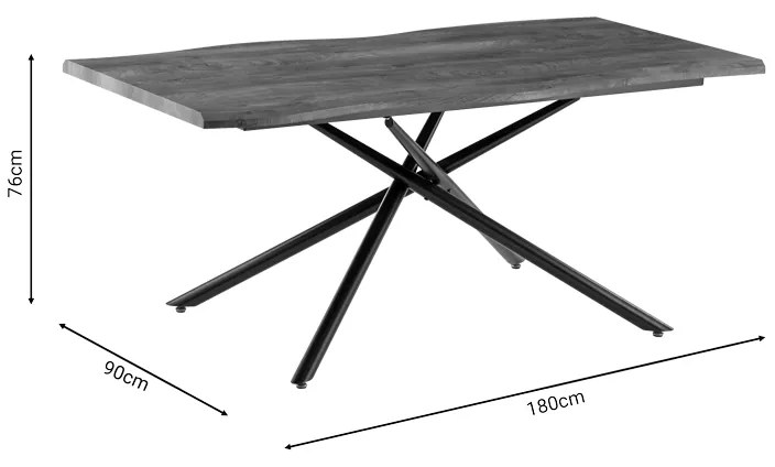 Τραπέζι Jonal pakoworld επιφάνεια MDF καρυδί-πόδι μαύρο μέταλλο 180x90x76εκ