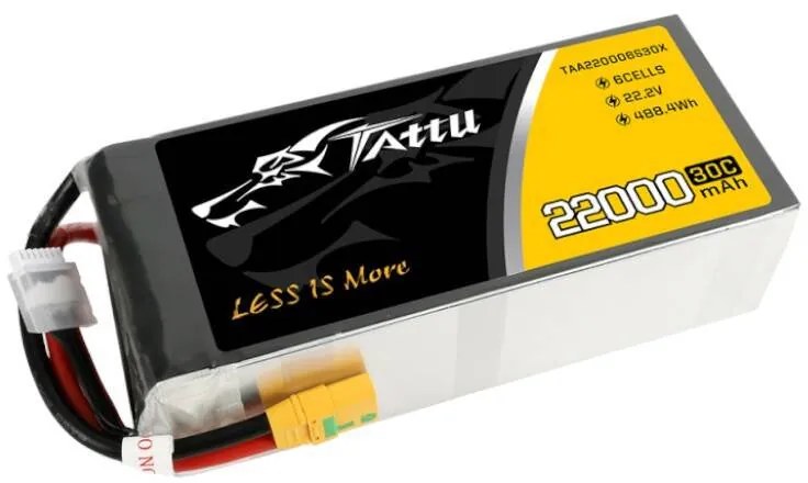 Tattu 22000mAh 22.2V 30C 6S1P Lipo Battery Pack with XT90-S plug