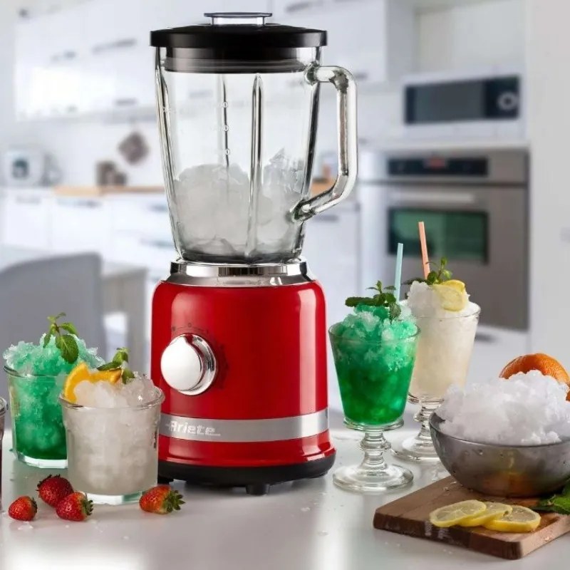 Μπλέντερ Ariete MODERNA 0585/00, 1000W, 4 λεπίδες, 1.5 l, 4 ταχύτητες + παλμός, γυάλινη κανάτα, Κόκκινο