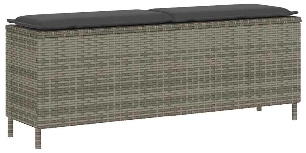 vidaXL Πάγκος κήπου με μαξιλάρι γκρι 110x30x40,5 cm Poly Rattan