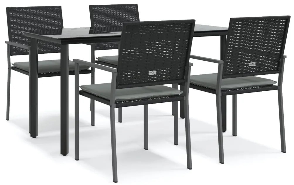 vidaXL Σετ Τραπεζαρίας Κήπου 5 τεμ. Συνθ. Ρατάν / Ατσάλι με Μαξιλάρια