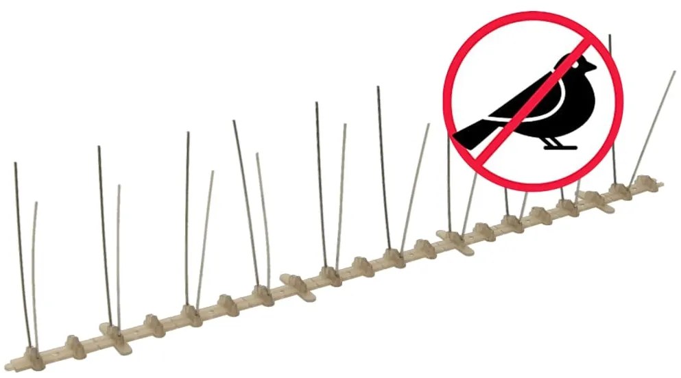 vidaXL Απωθητικές Ακίδες Περιστεριών 2 Σειρών Σετ των 20 10 μ Πλαστικ.