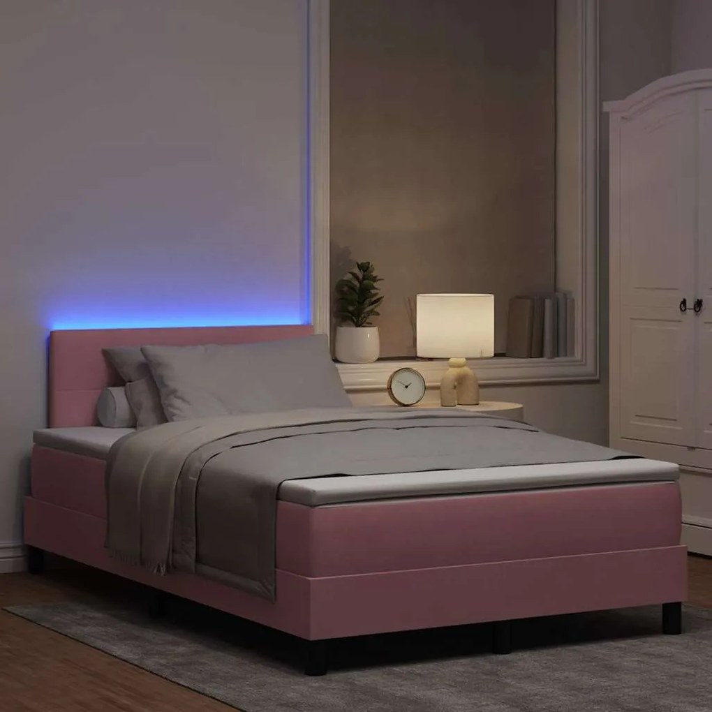 vidaXL Κρεβάτι με ελατήρια με κεφαλάρι Ροζ 120 x 200 cm Βελούδο