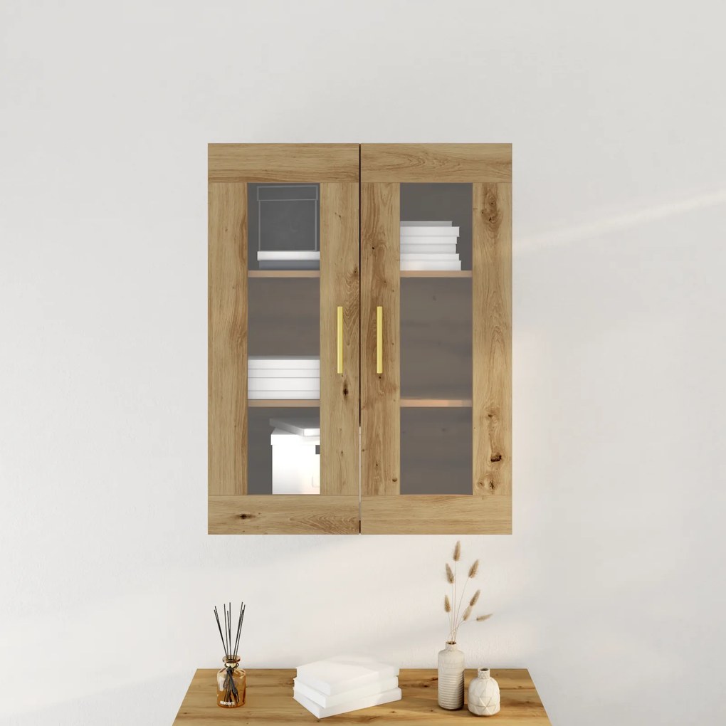 vidaXL Ντουλάπα Τοίχου με Γυάλινα Πόρτες Artisan Oak 69,5x34x90 εκ.
