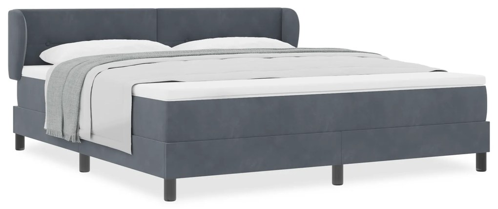 vidaXL Κρεβάτι Box Spring με Στρώμα Σκούρο Γκρι 180x200 εκ. Βελούδο
