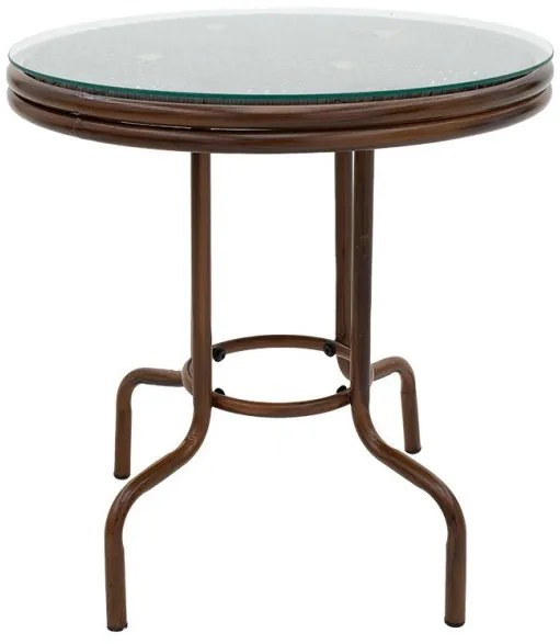 Τραπέζι κήπου Paula Pakoworld μέταλλο-pe rattan καφέ Φ60x60εκ-140-000030-Καφέ 140-000030