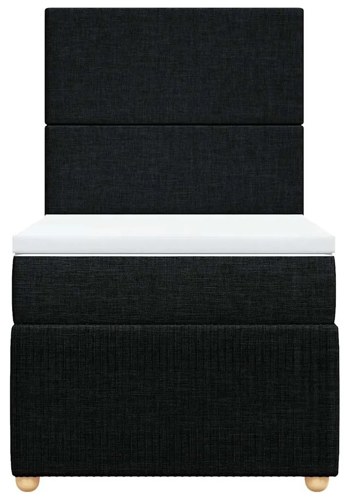 vidaXL Κρεβάτι Boxspring με Στρώμα Μαύρο 90x200 εκ. Υφασμάτινο