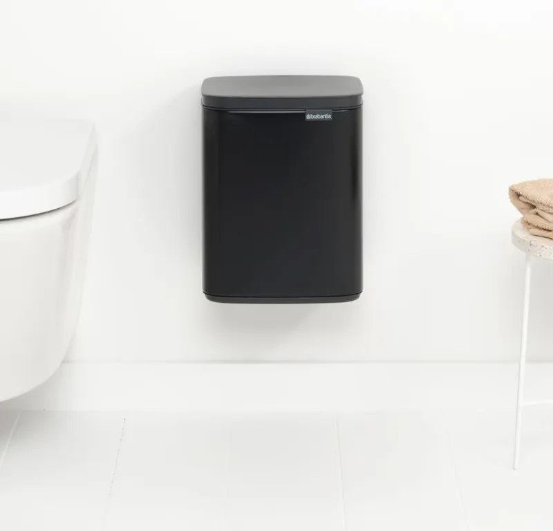 Κάδος Brabantia Bo Small 1006629, 7 L, Ομαλό και αθόρυβο άνοιγμα, Αντιολισθητική βάση, Μαύρο